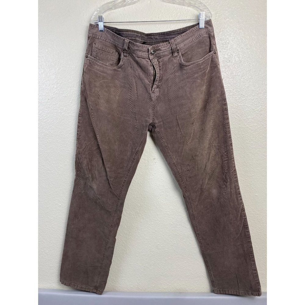 Prana Corduroy Pants Mens size 36X32 Slim Fit Brown Cotton Blend Classic Y2K 90s
